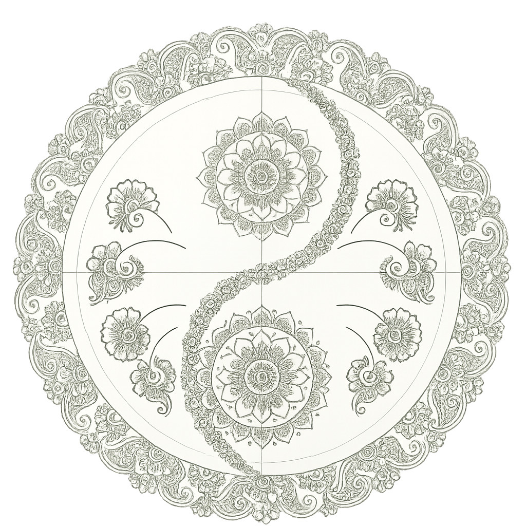Henna mandala yin-yang — Chinese medicine symbolism